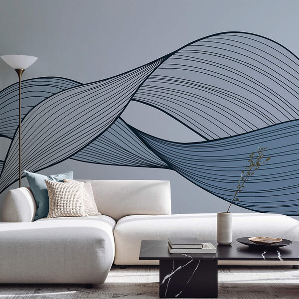 Linhas onduladas azuis e pretas