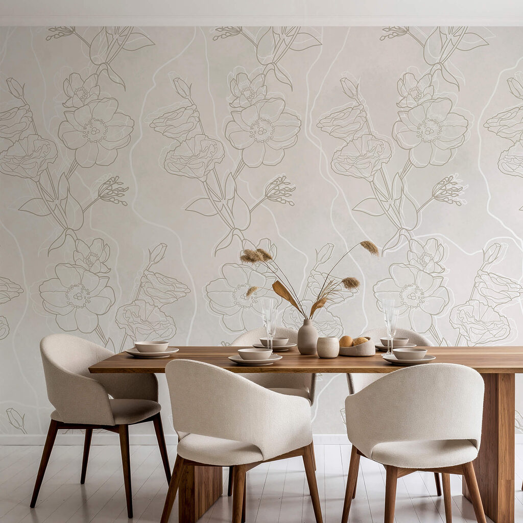 Padrão floral branco e castanho