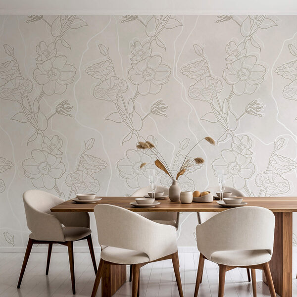 Padrão floral branco e castanho