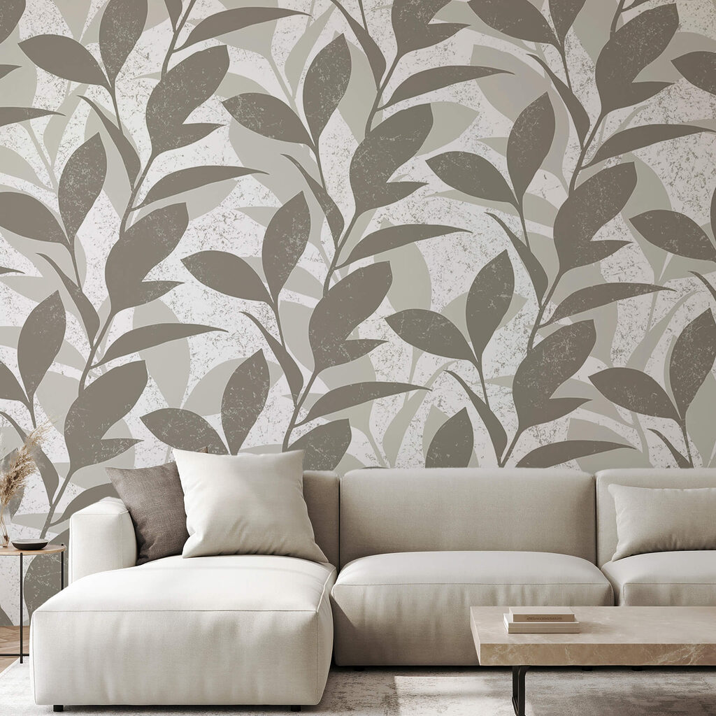 Padrão de folhas sobre fundo branco