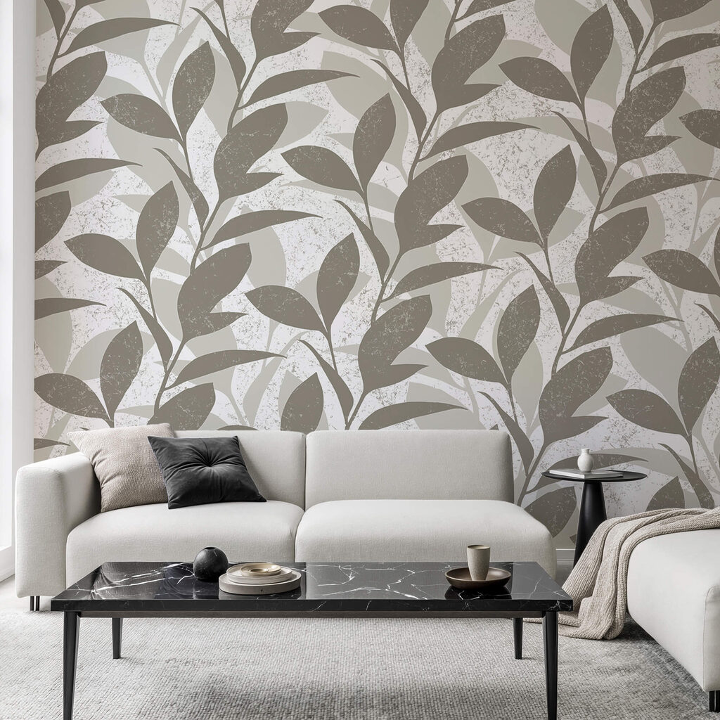 Padrão de folhas sobre fundo branco