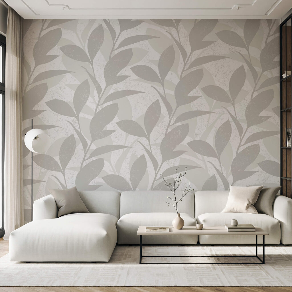 Padrão de folhas sobre fundo branco