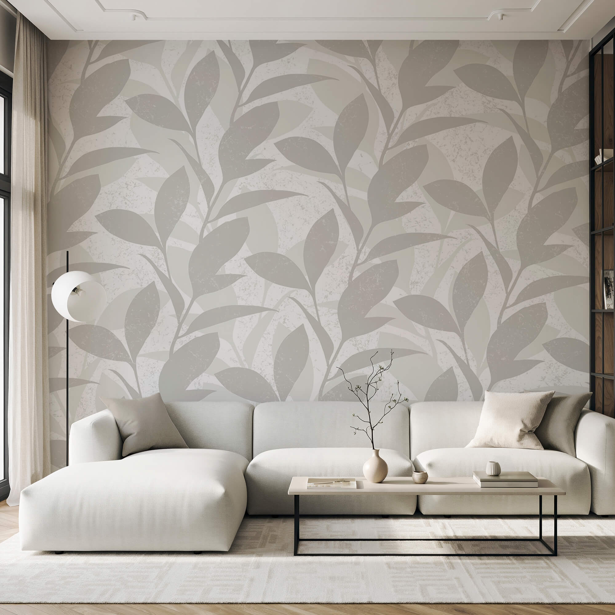 Padrão de folhas sobre fundo branco