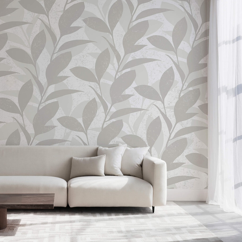 Padrão de folhas sobre fundo branco