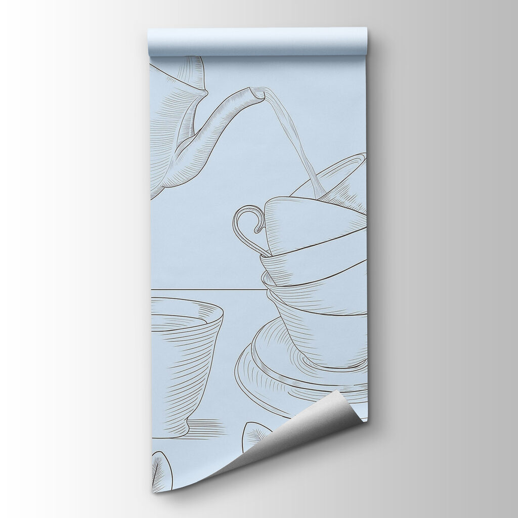 Teapot pouring into a stack of teacups