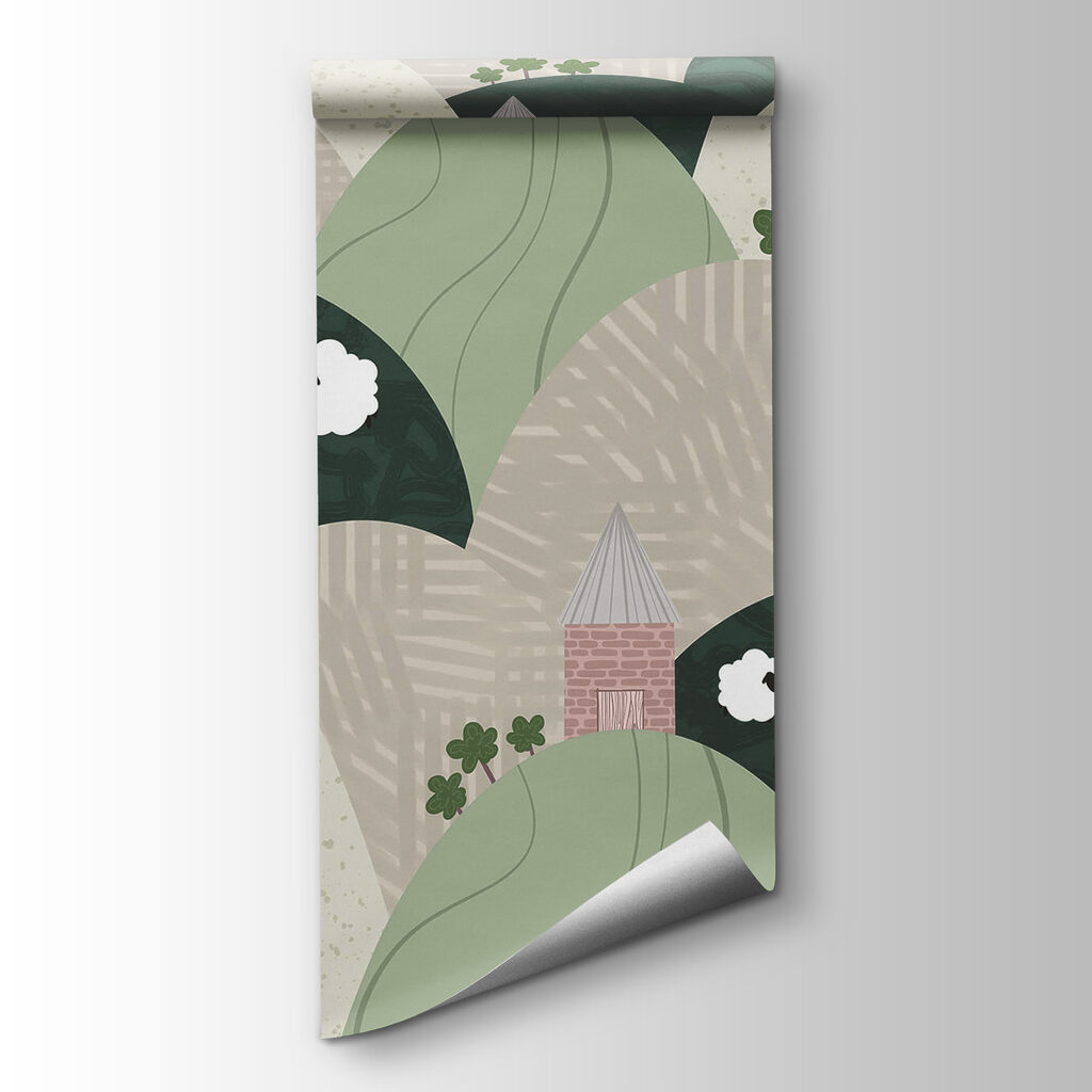 Landscape with hills and flowers Landscape with hills and flowers