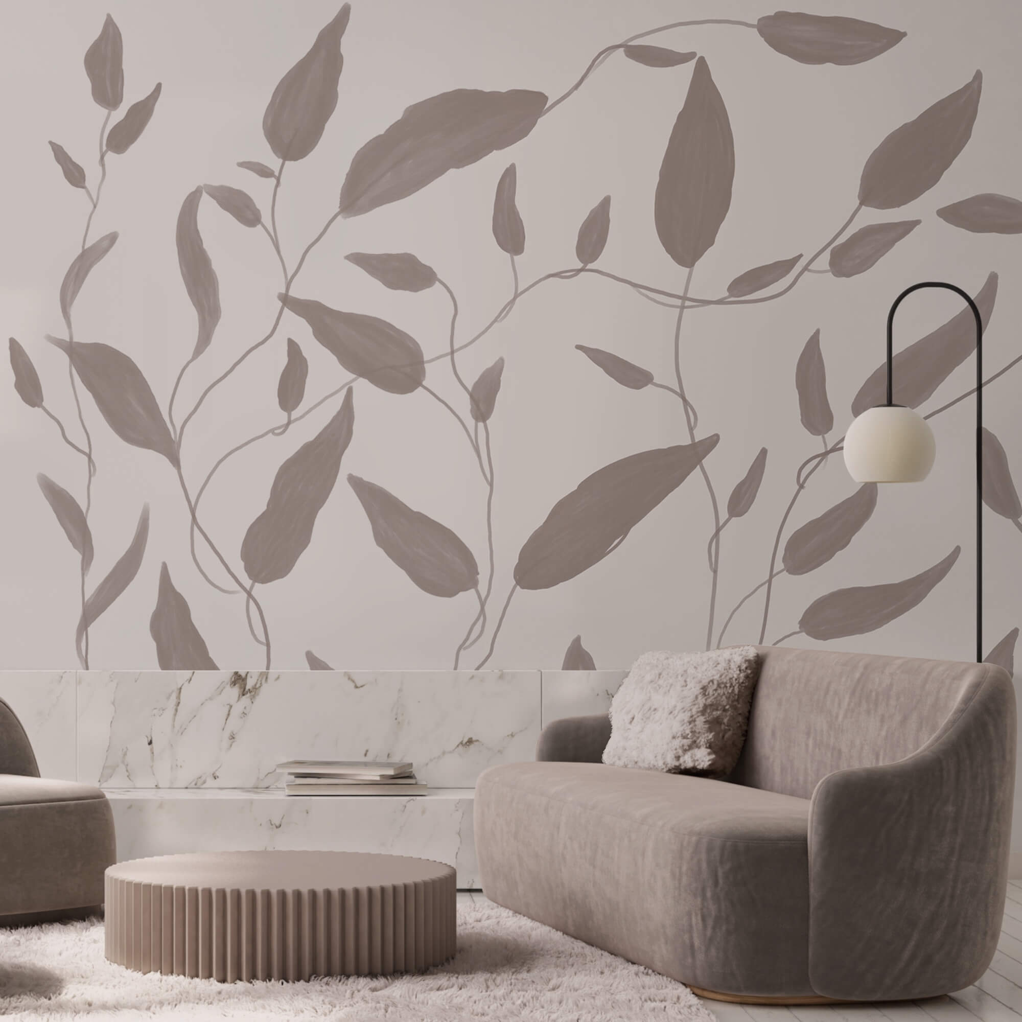 Desenho de folhas sobre fundo branco