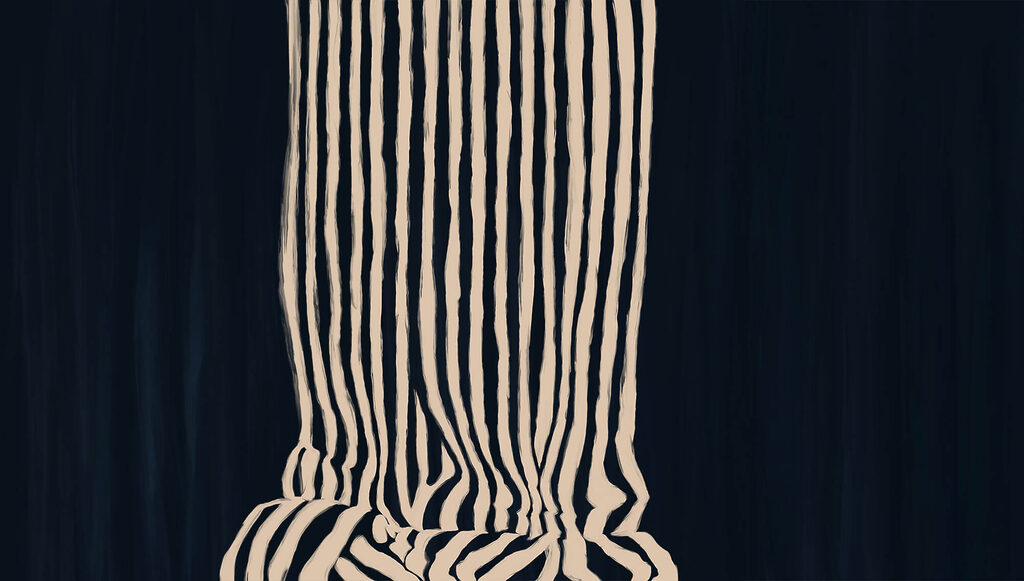 Black and white striped curtain