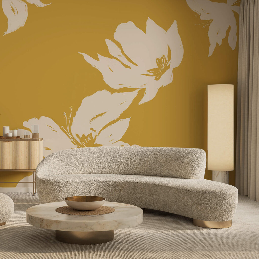 Desenho floral sobre um fundo quente