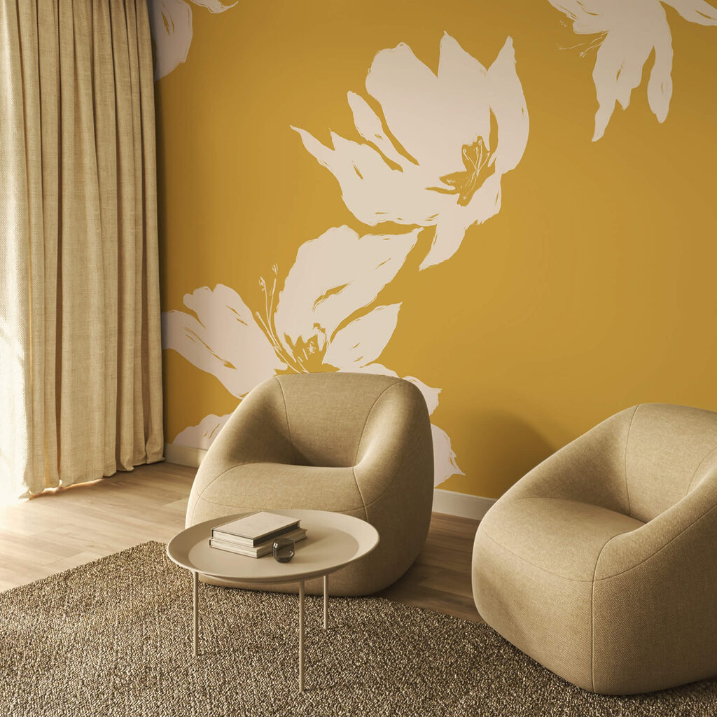 Desenho floral sobre um fundo quente