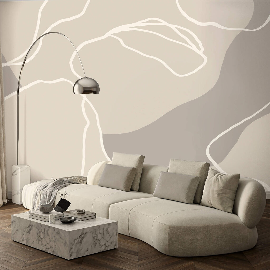 Linhas brancas sobre fundo bege