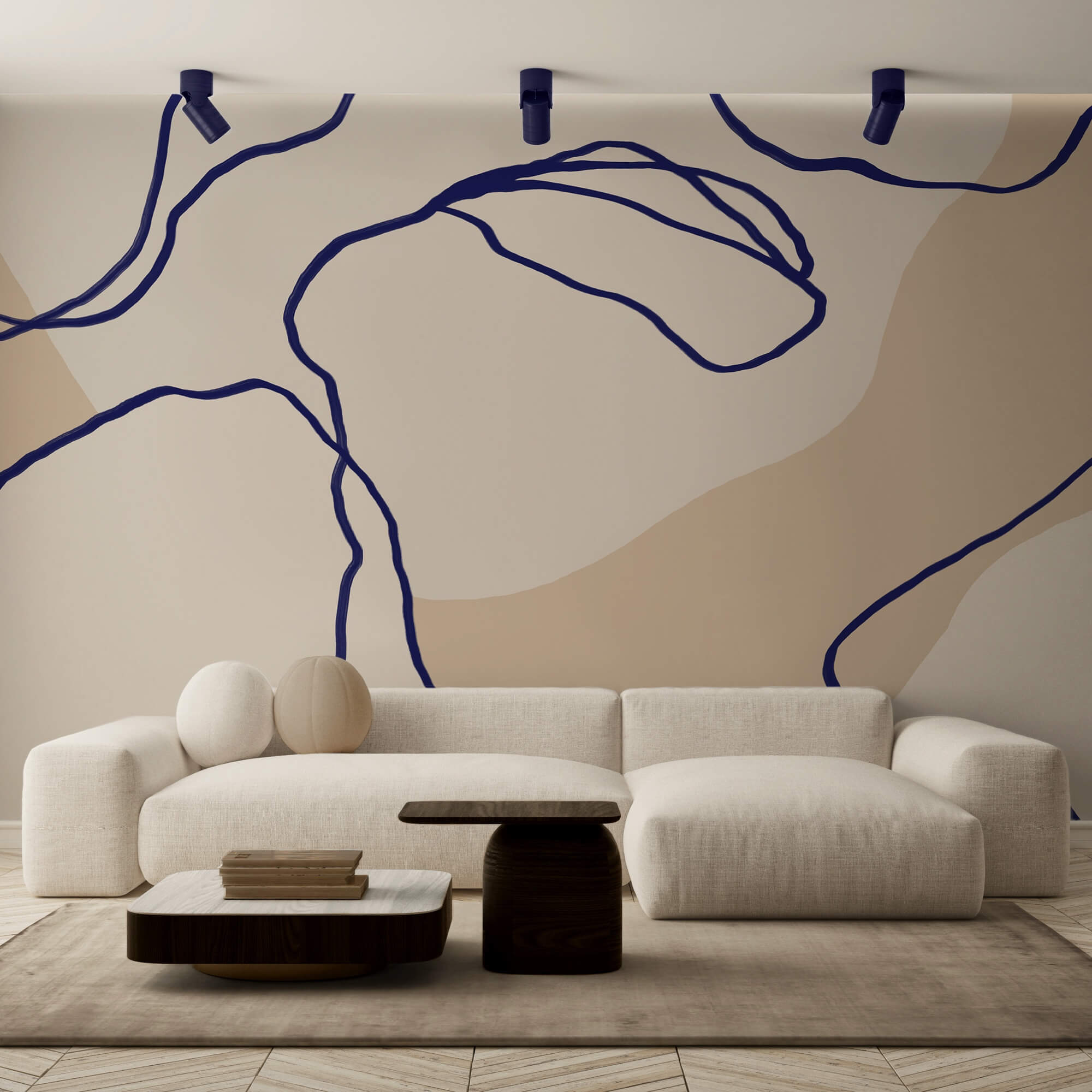 Linhas fluidas sobre fundo suave