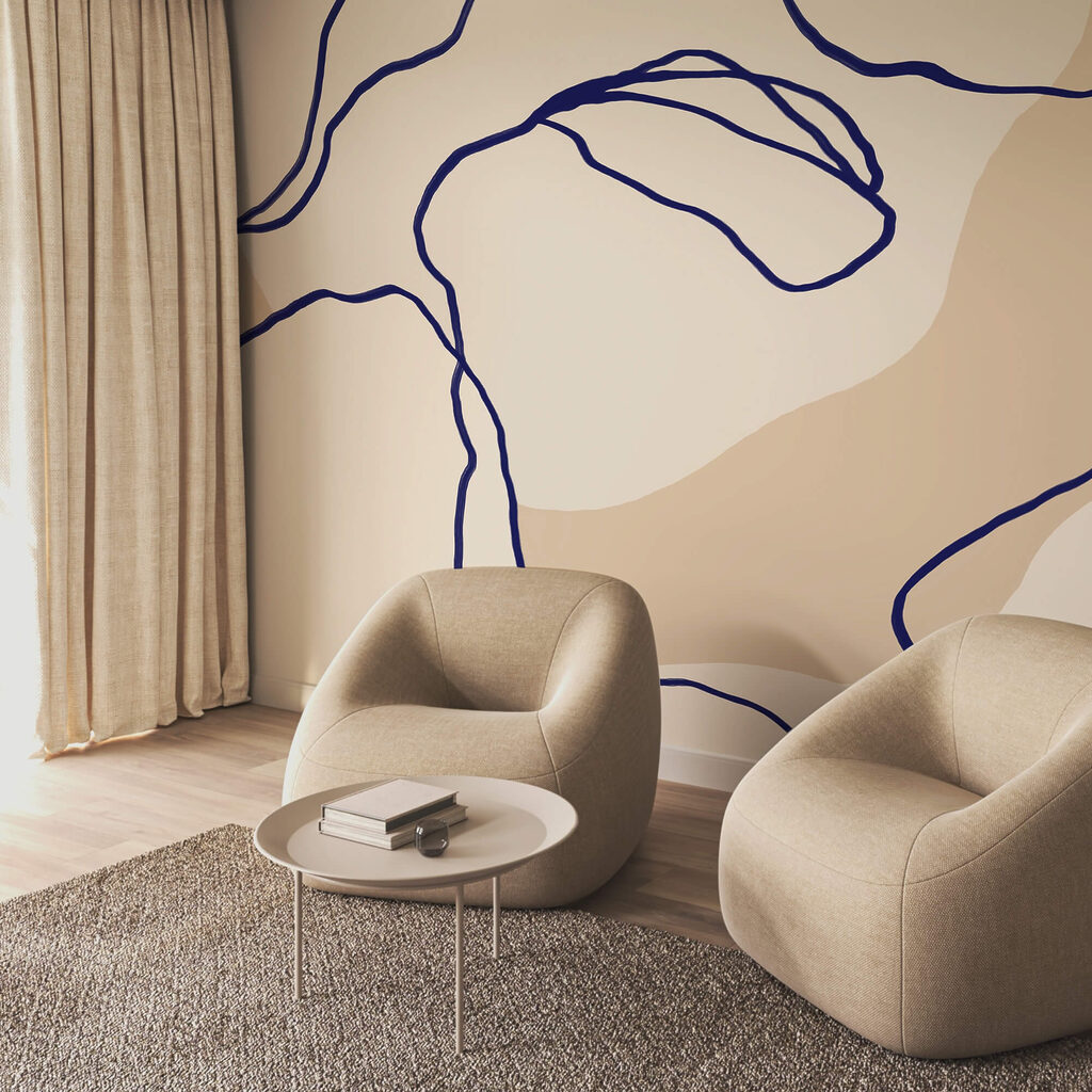 Linhas fluidas sobre fundo suave