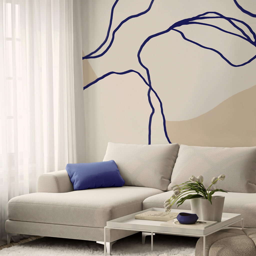 Linhas fluidas sobre fundo suave