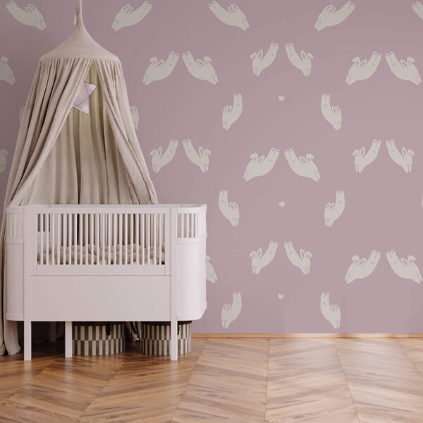 Padrão de coelhos sobre fundo roxo