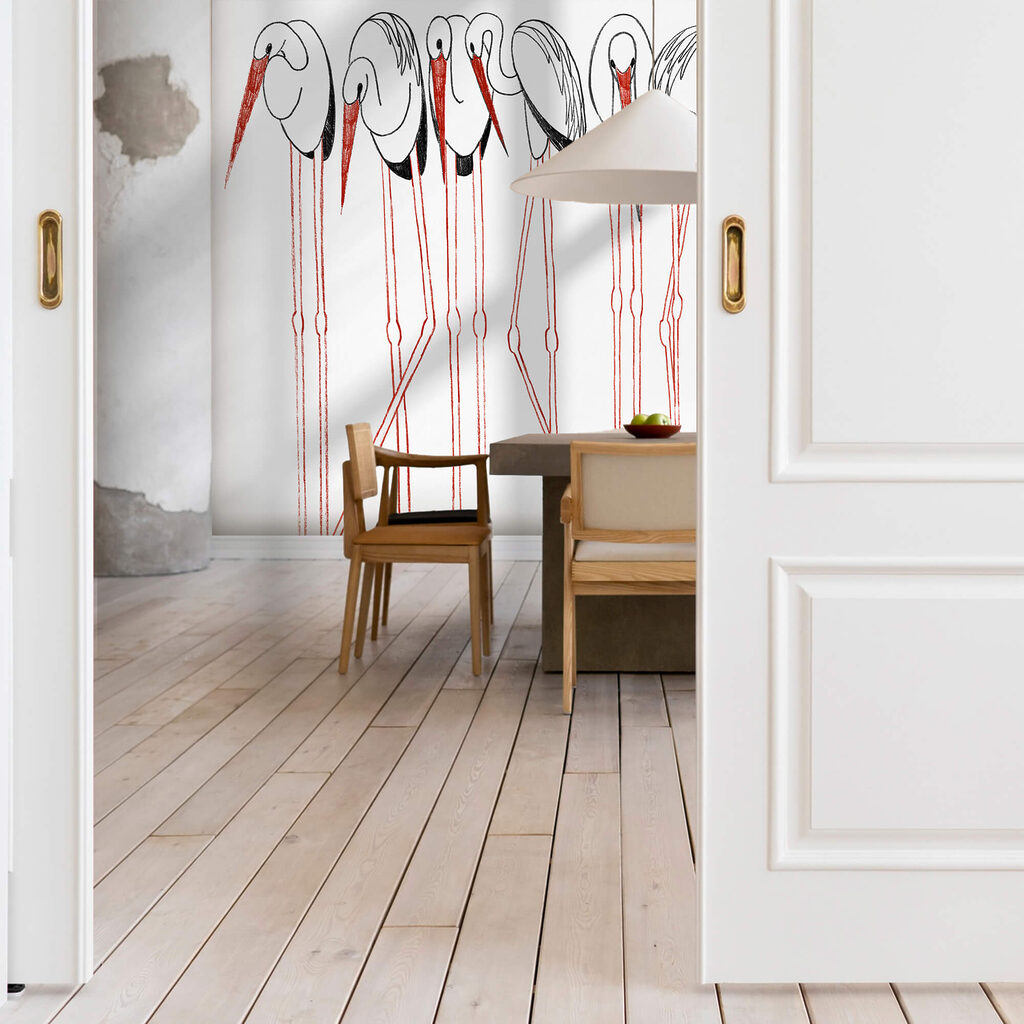 Grupo de aves com pernas longas