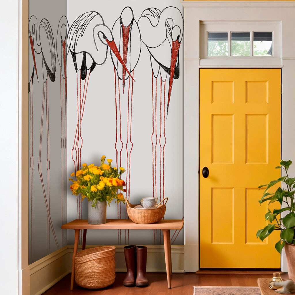 Grupo de aves com pernas longas