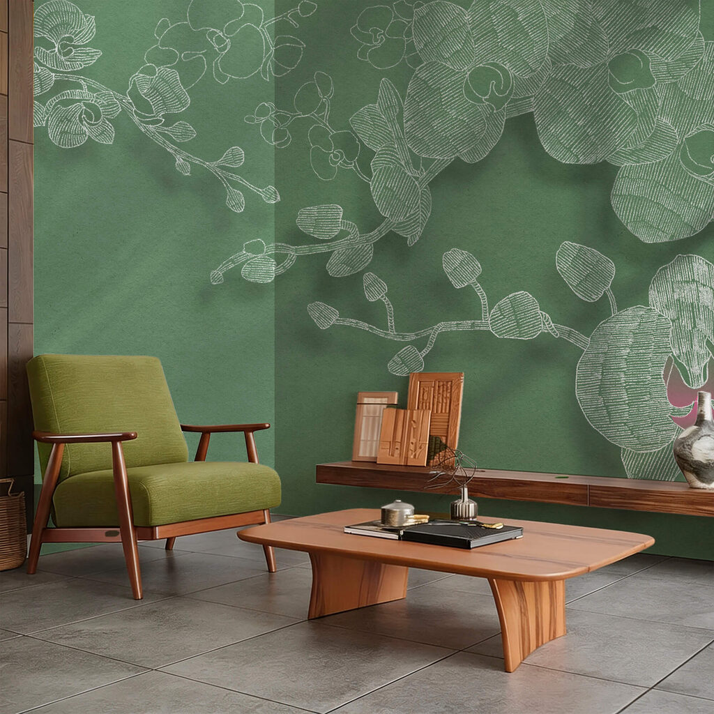 Orquídeas delicadas contra um fundo verde