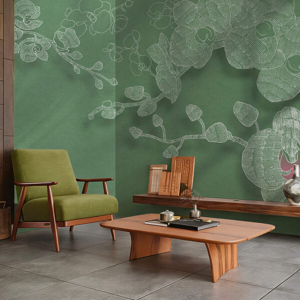 Orquídeas delicadas contra um fundo verde