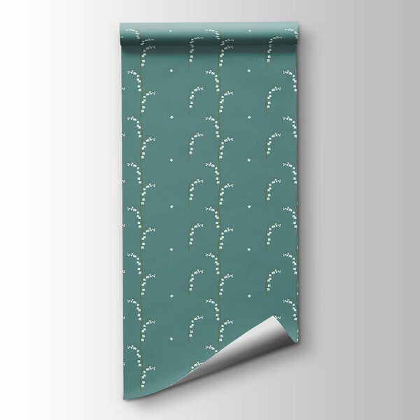 Pattern of white flowers on a blue background