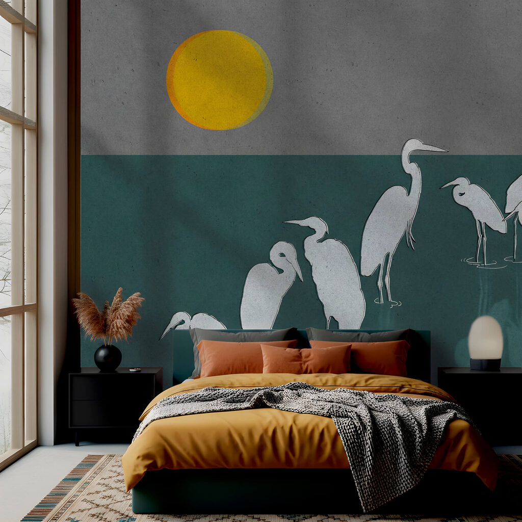 Grupo de aves em pé na água