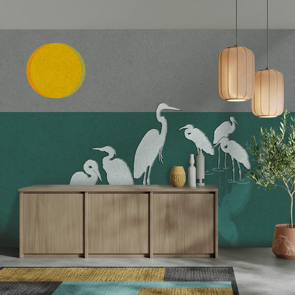 Grupo de aves em pé na água