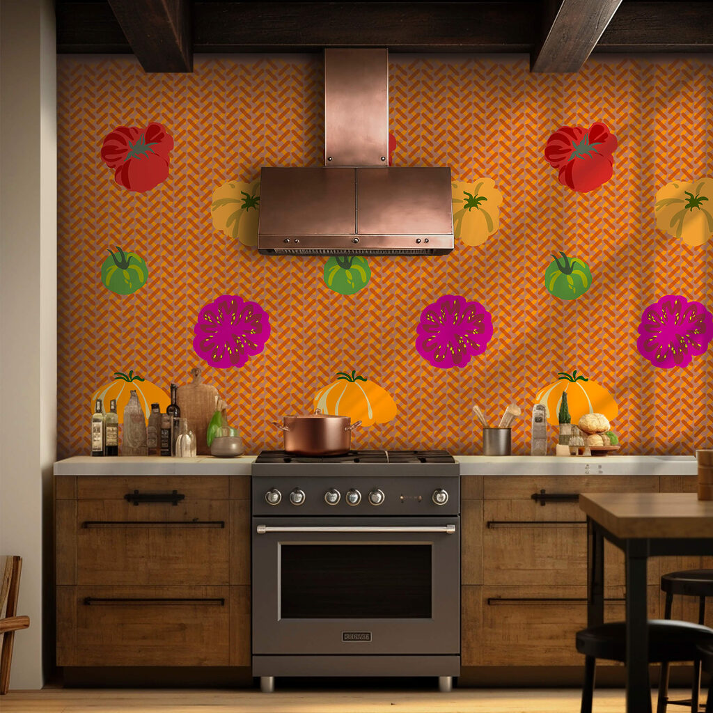 Grupo de tomates sobre uma superfície tecida