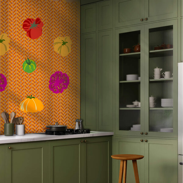 Grupo de tomates sobre uma superfície tecida