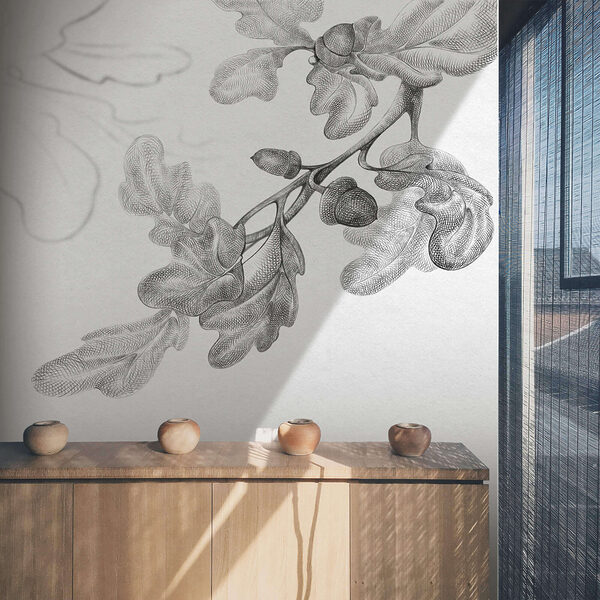 Desenho de um galho com folhas