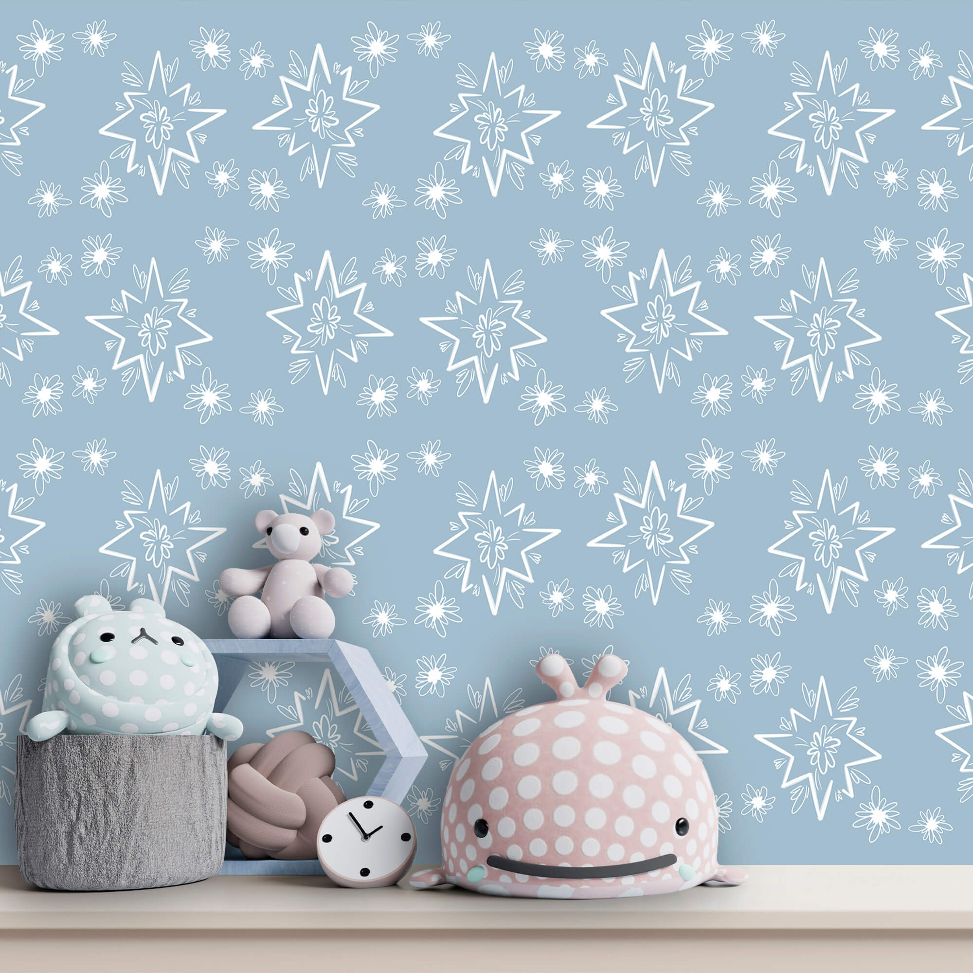 Fundo azul com estrelas brancas