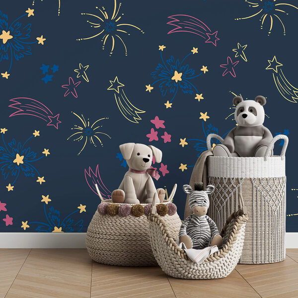 Padrão de fogos de artifício e estrelas