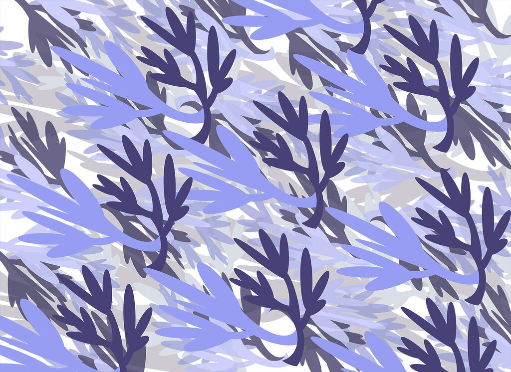 Pattern of blue and purple leaves