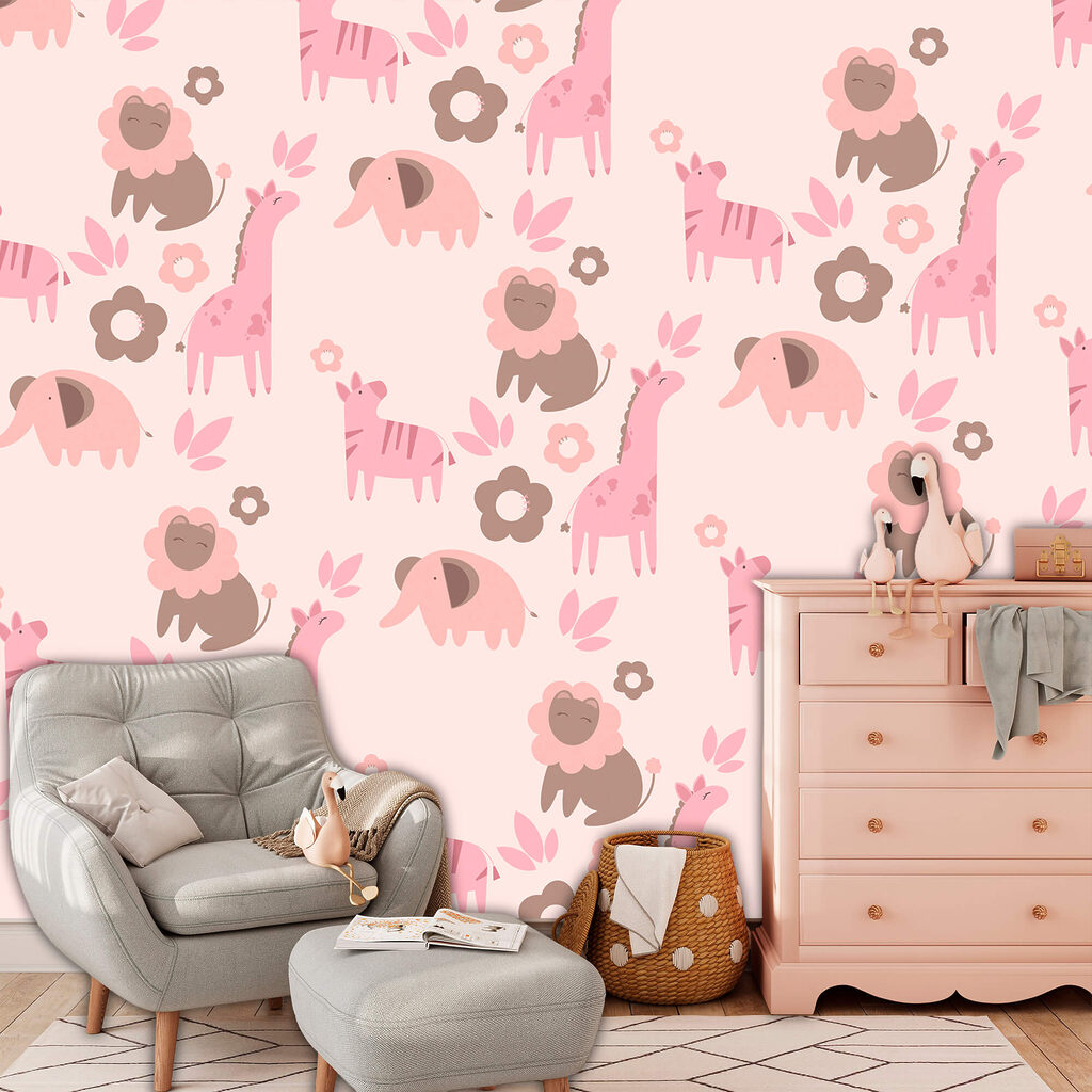 Padrão de animais e flores