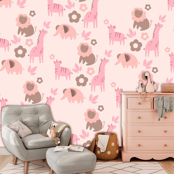 Padrão de animais e flores