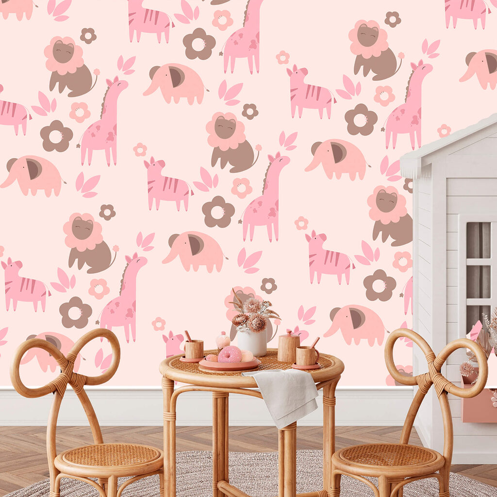 Padrão de animais e flores