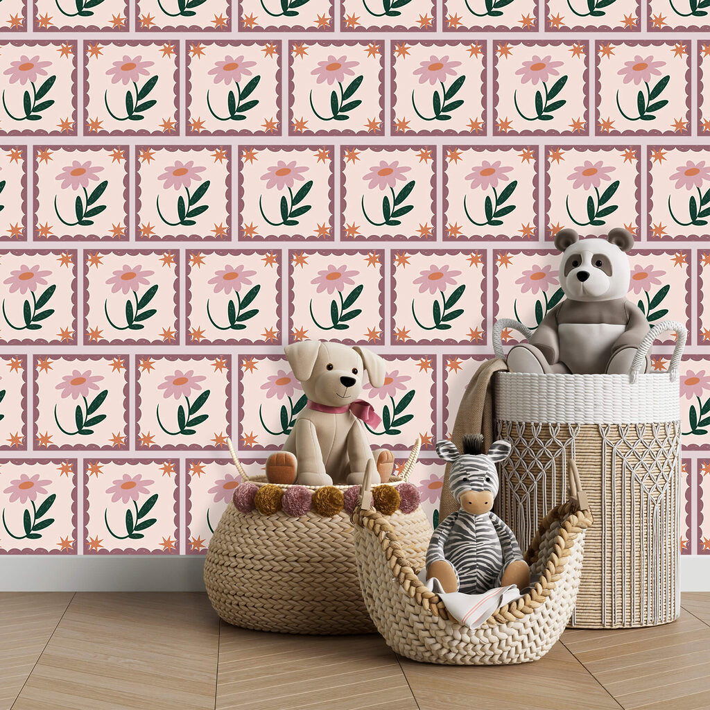 Padrão de flores e folhas