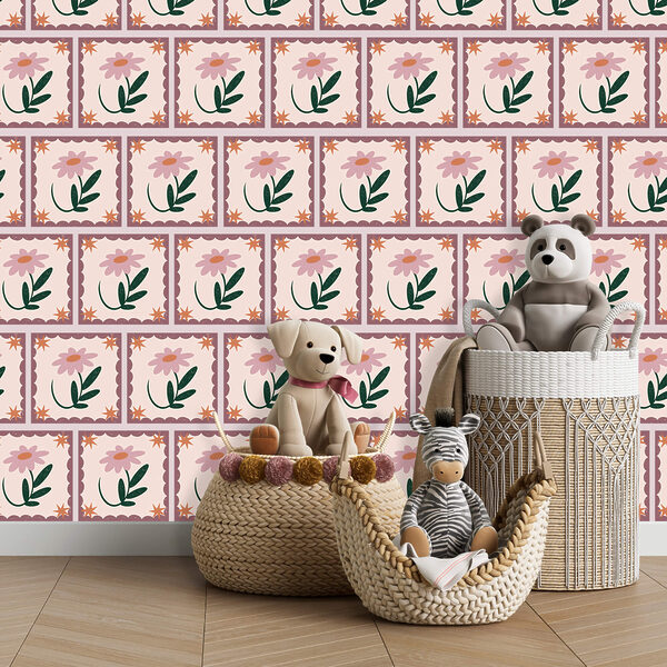 Padrão de flores e folhas