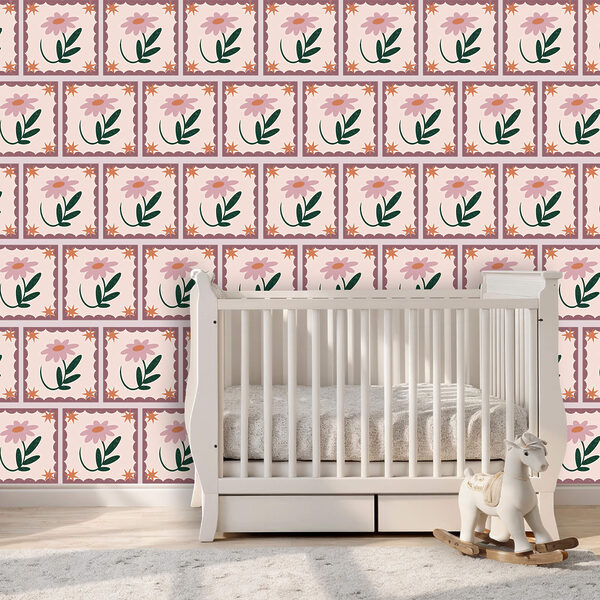 Papel de parede Papel de parede Padrão de flores e folhas (REF: t00460)