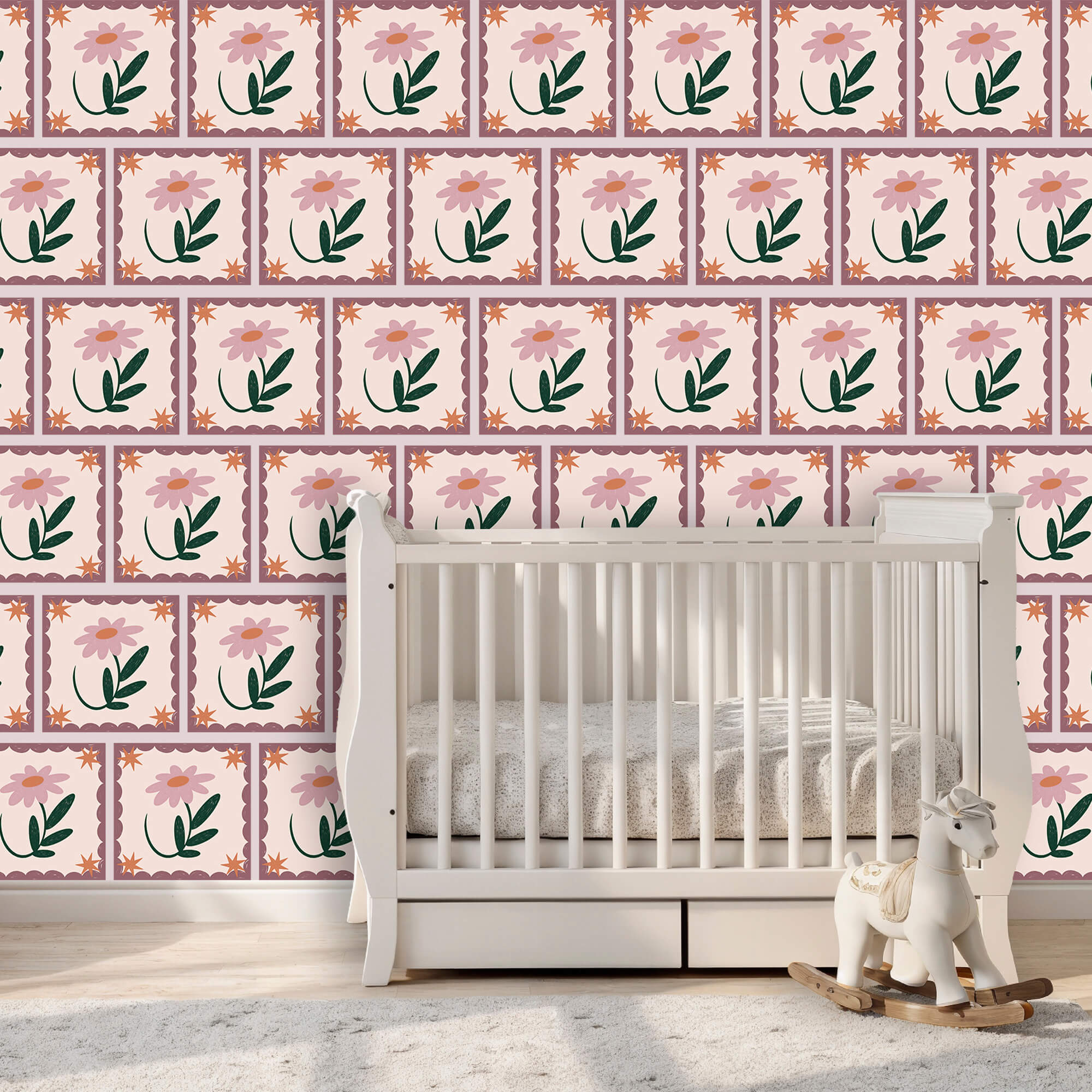 Padrão de flores e folhas