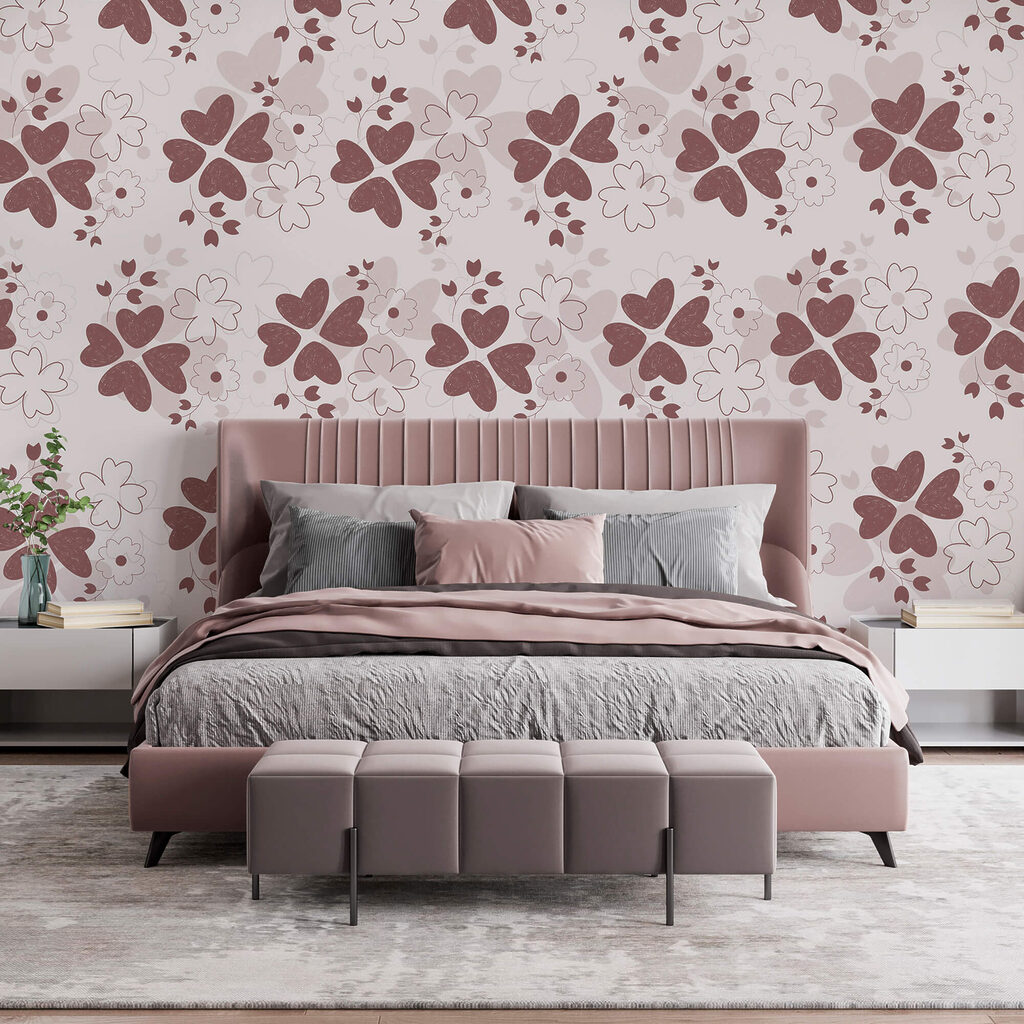 Padrão de flores e folhas