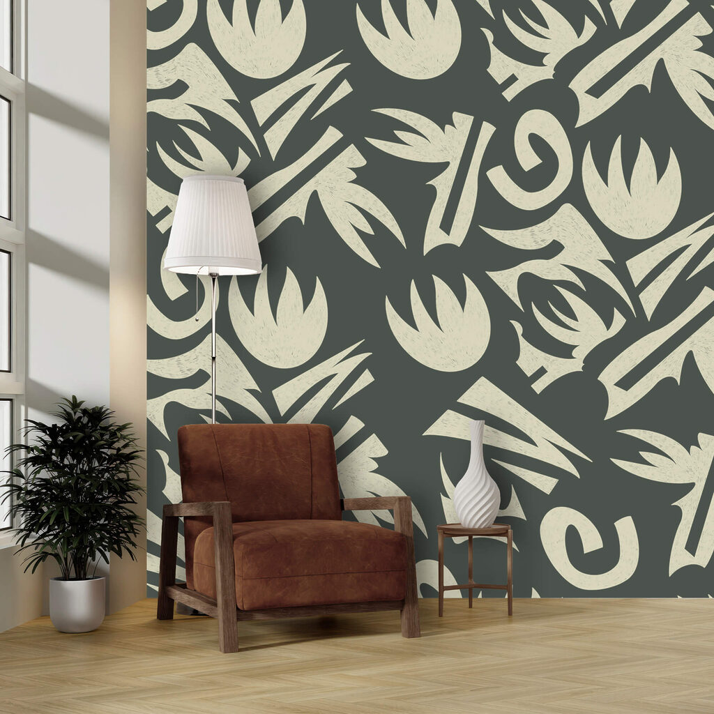 Padrão de folhas brancas e cinzentas