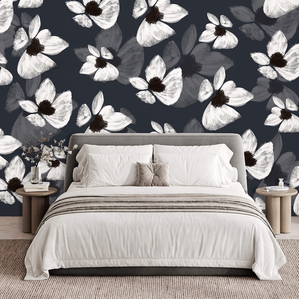 Padrão de flores brancas