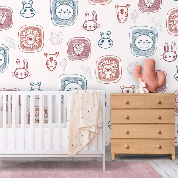 Papel de parede Papel de parede Padrão de animais sobre fundo branco (REF: t00483)