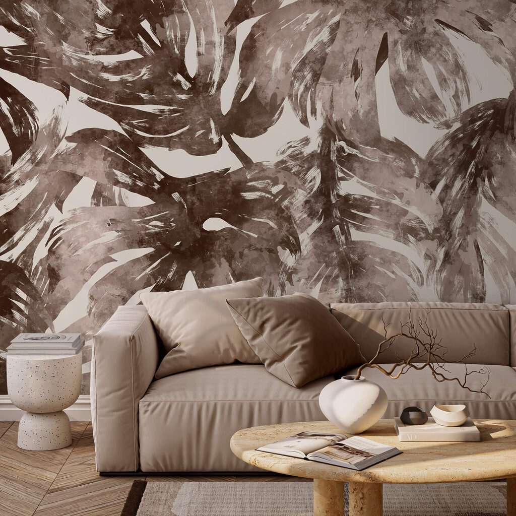 - Folhagem abstrata em tons terrosos - Folhagem abstrata em tons terrosos