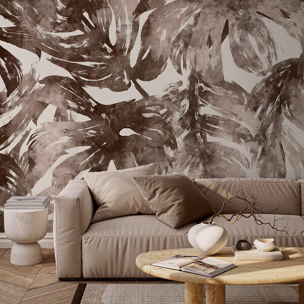 - Folhagem abstrata em tons terrosos - Folhagem abstrata em tons terrosos