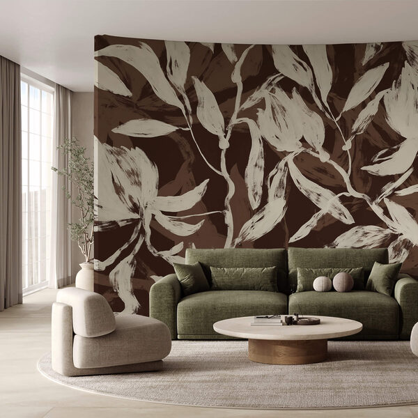 Folhas flutuantes em tons monocromáticos suaves