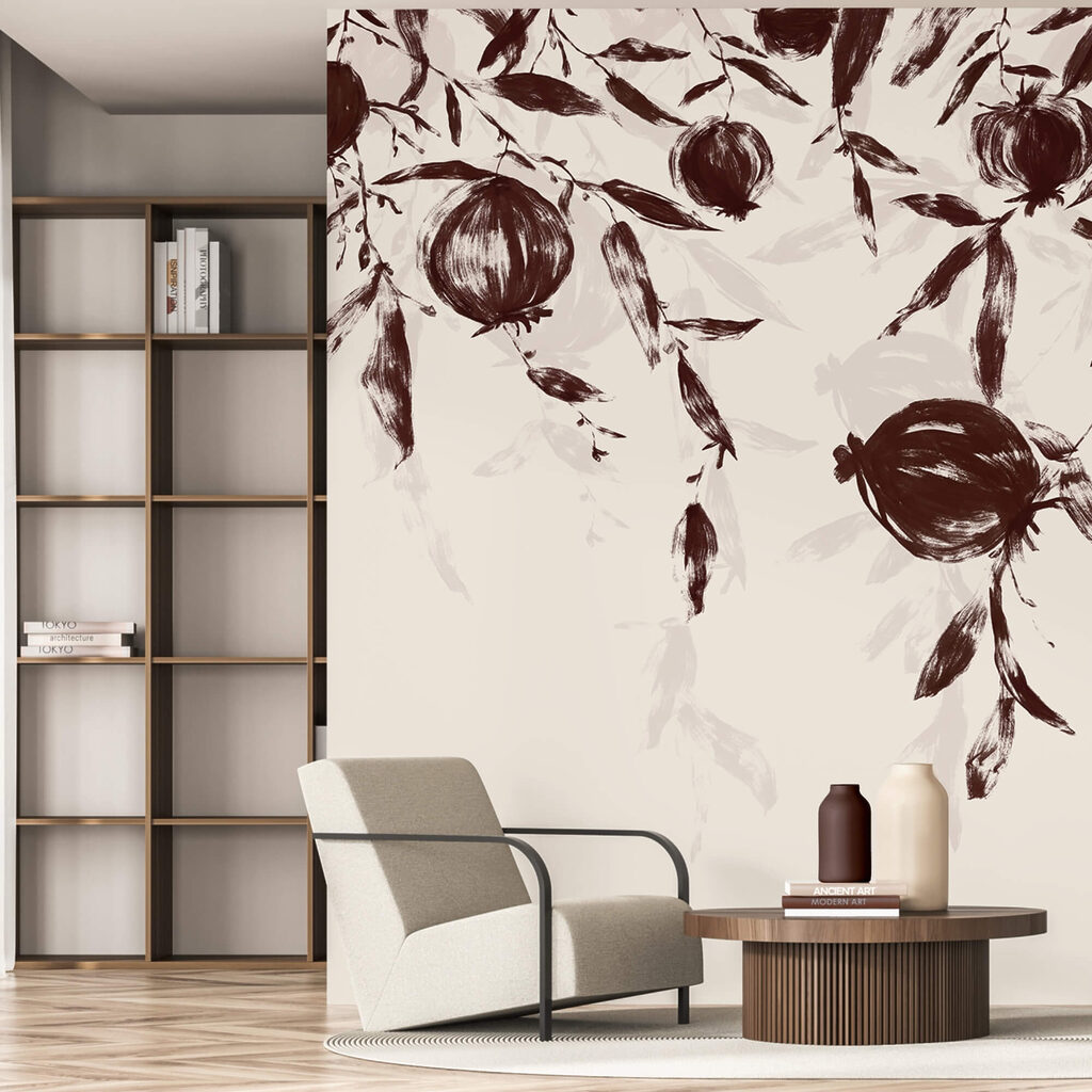 Pintura de frutas em um galho