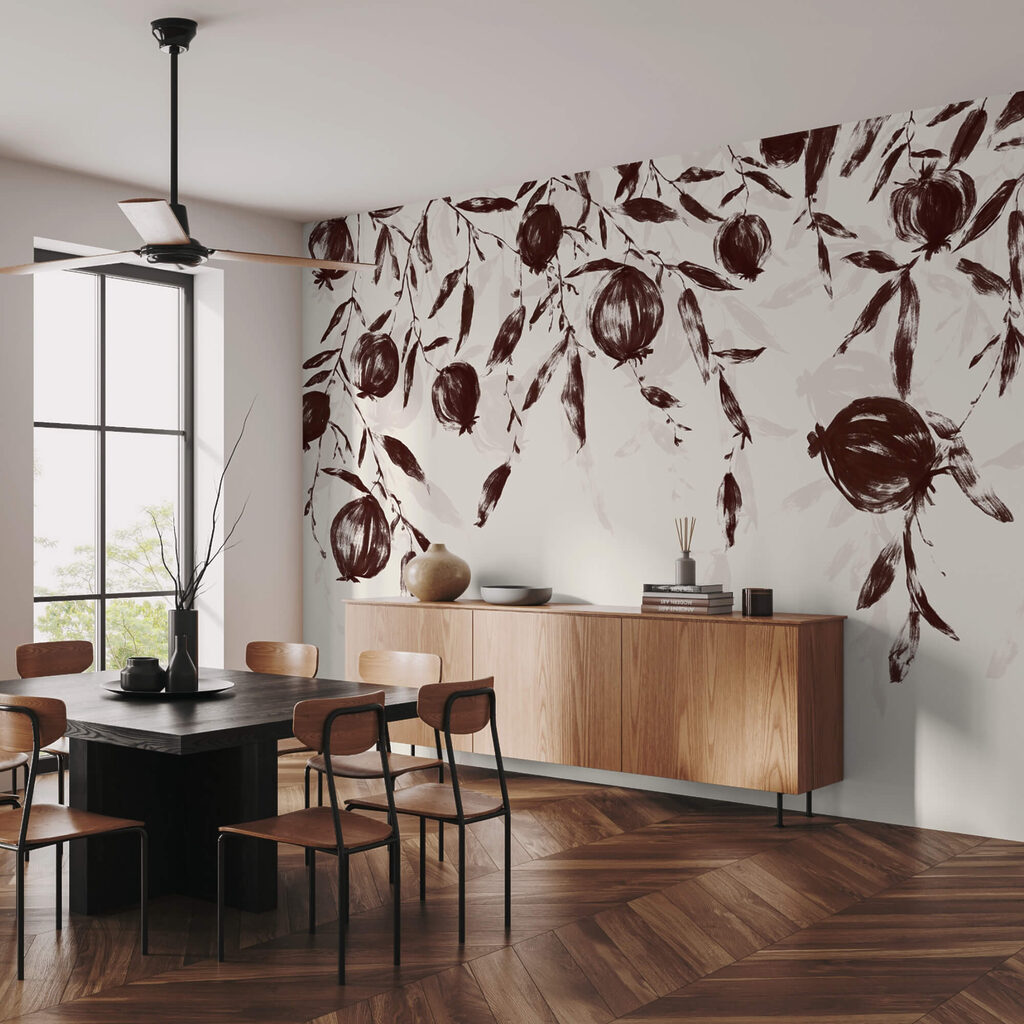 Pintura de frutas em um galho