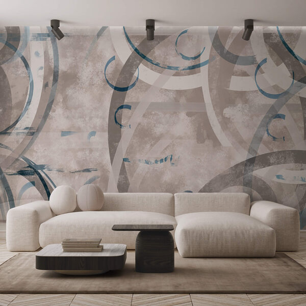 Espirais e círculos cinzentos e azuis Espirais e círculos cinzentos e azuis