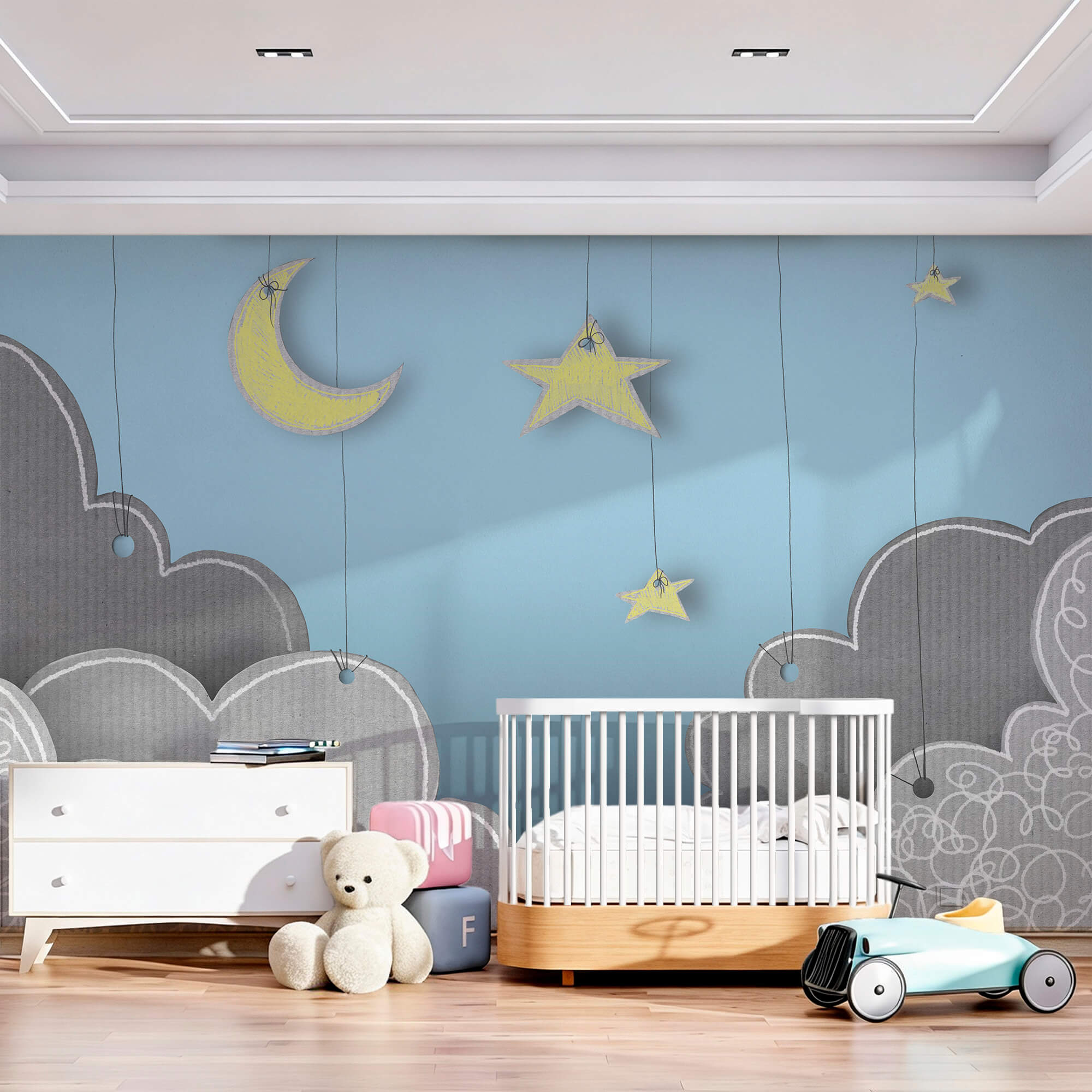 Lua e estrelas entre as nuvens Lua e estrelas entre as nuvens